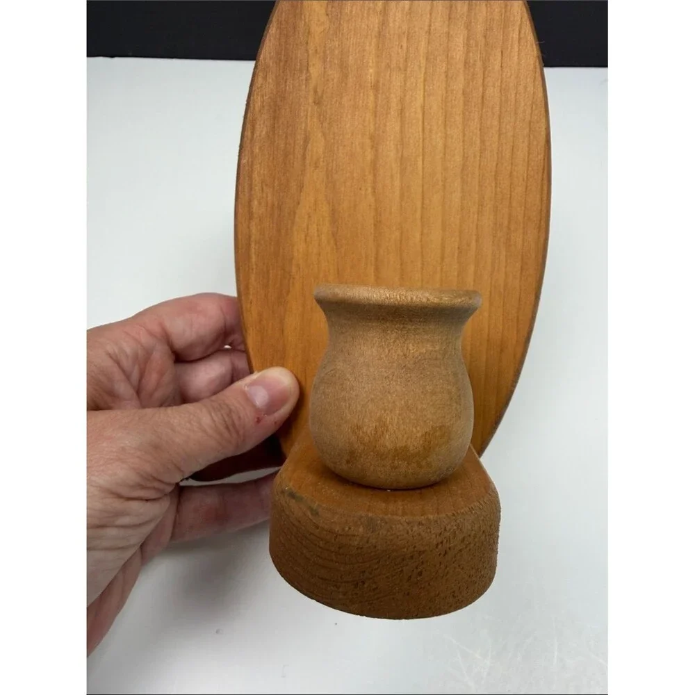 Vintage Mid Century Modern Teak Wall Candle Hold Scandinavian Style Wood Sconce